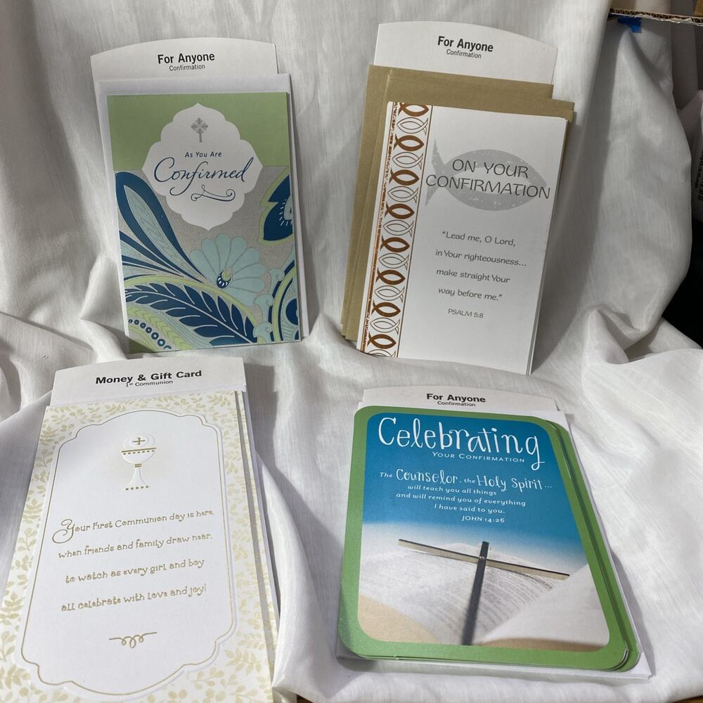 Lot of 13 Christian Anyone Confirmation cards, 1st communion $ holders NEW